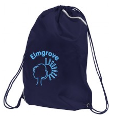 Navy drawstring PE bag with the school logo