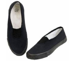 Elastic fronted black plimsolls