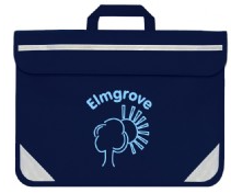 Navy book bag with school logo