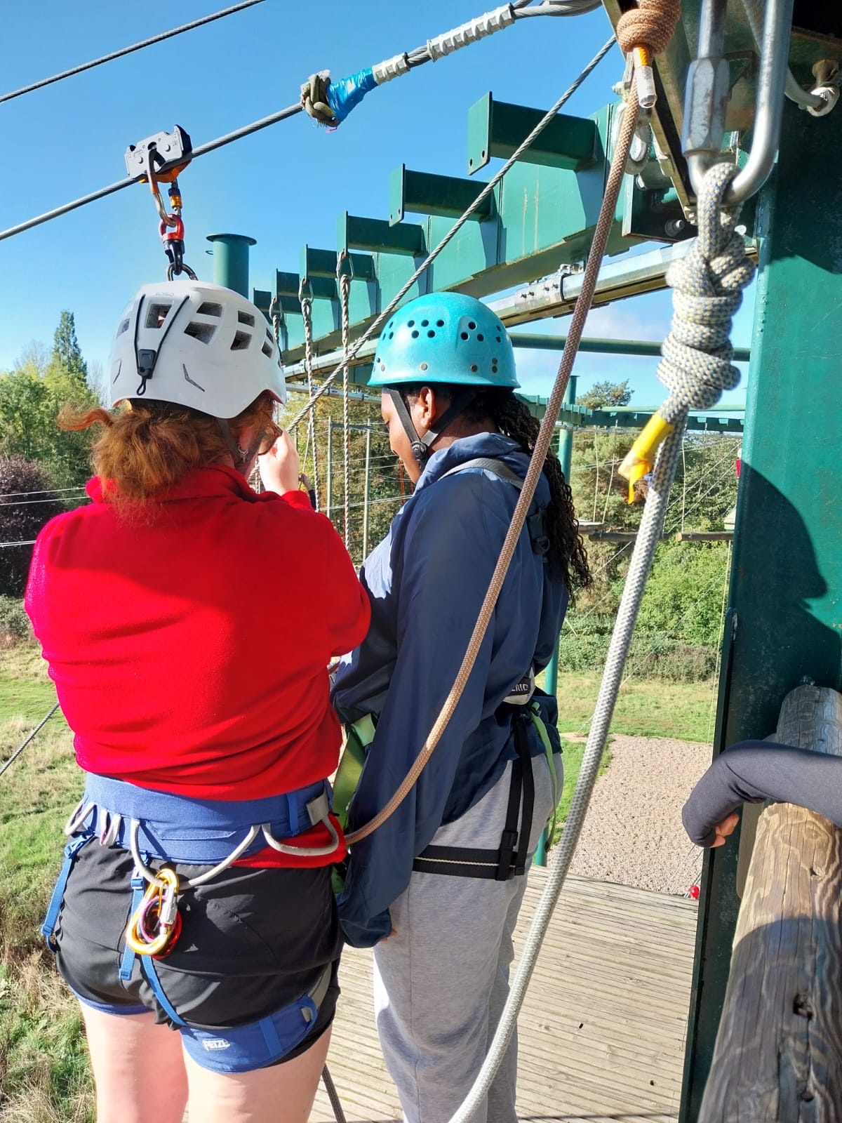 Group 2 children doing abseiling and zip wire