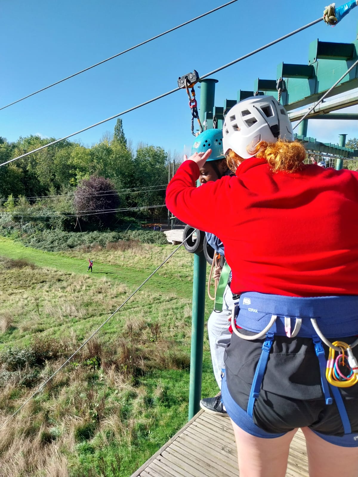 Group 2 children doing abseiling and zip wire