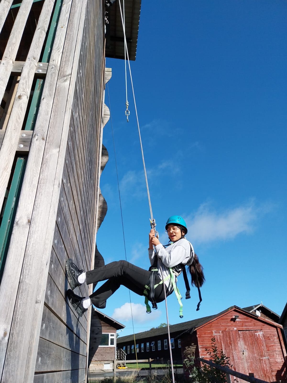 Group 2 children doing abseiling and zip wire